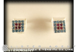 Boucles d'oreilles PASQUALE BRUNI en or blanc 18Kt avec topazes bleu clair et tormalines. NEUF!