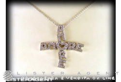 Collier PASQUALE BRUNI Croix Amore en or blanc 18Kt avec diamants ct 0,53. NEUF!