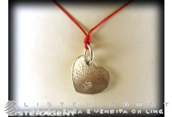 Pendentif PASQUALE BRUNI Foyer en or blanc 18Kt avec diamants ct 0,04 et tissu rouge. NEUF!