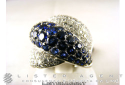 Bague PRINCESS Gomitolo en or blanc 18Kt diamants ct 1,33 et saphirs 4,74 ct. Réf. PAZ01197. NEUF!