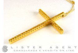 COLLIER Croix en or jaune 18 carats et saphirs jaunes. NEUF!