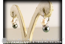 Boucles d'oreilles SIDALO Perles de Tahiti en or blanc 18 carats et diamants ct 0,06. NEUF!