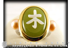 Bague MIMI 'en or blanc et jaune 18Kt, pierre naturelle et nacre Ref. A119C21. NUOVO