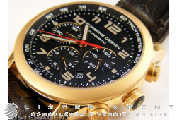 PORSCHE DESIGN P6612 Chronographe de tableau de bord automatique en or 18 carats Noir AUT Réf. 661269451142. NEUF!