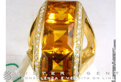 Bague en or jaune 18 carats, topazes jaunes et diamants d'environ 0,60. NEUF!