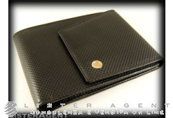 Portefeuille BARAKA en cuir noir et insert en or 18 carats Réf. FTS3291101. NEUF!