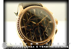 HAMILTON Riva Chronographe en acier plaqué or rose noir AUT Réf. H34646591. NEUF!