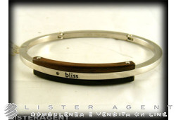 BLISS bracelet en acier et bois avec diamant ct 0,01 Ref. K12107. NEUF!