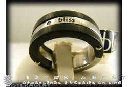 BLISS bague en acier et bois diamant ct 0,01 Taille 21,5 Ref. K11467. NEUF!