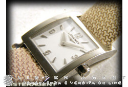 LONGINES Dame Dolce Vita Square en acier blanc Ref. L51664162. NEUF!