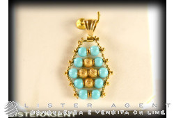 PENDANT en or jaune 18 carats et pâte de turquoise. UTILISÉ!