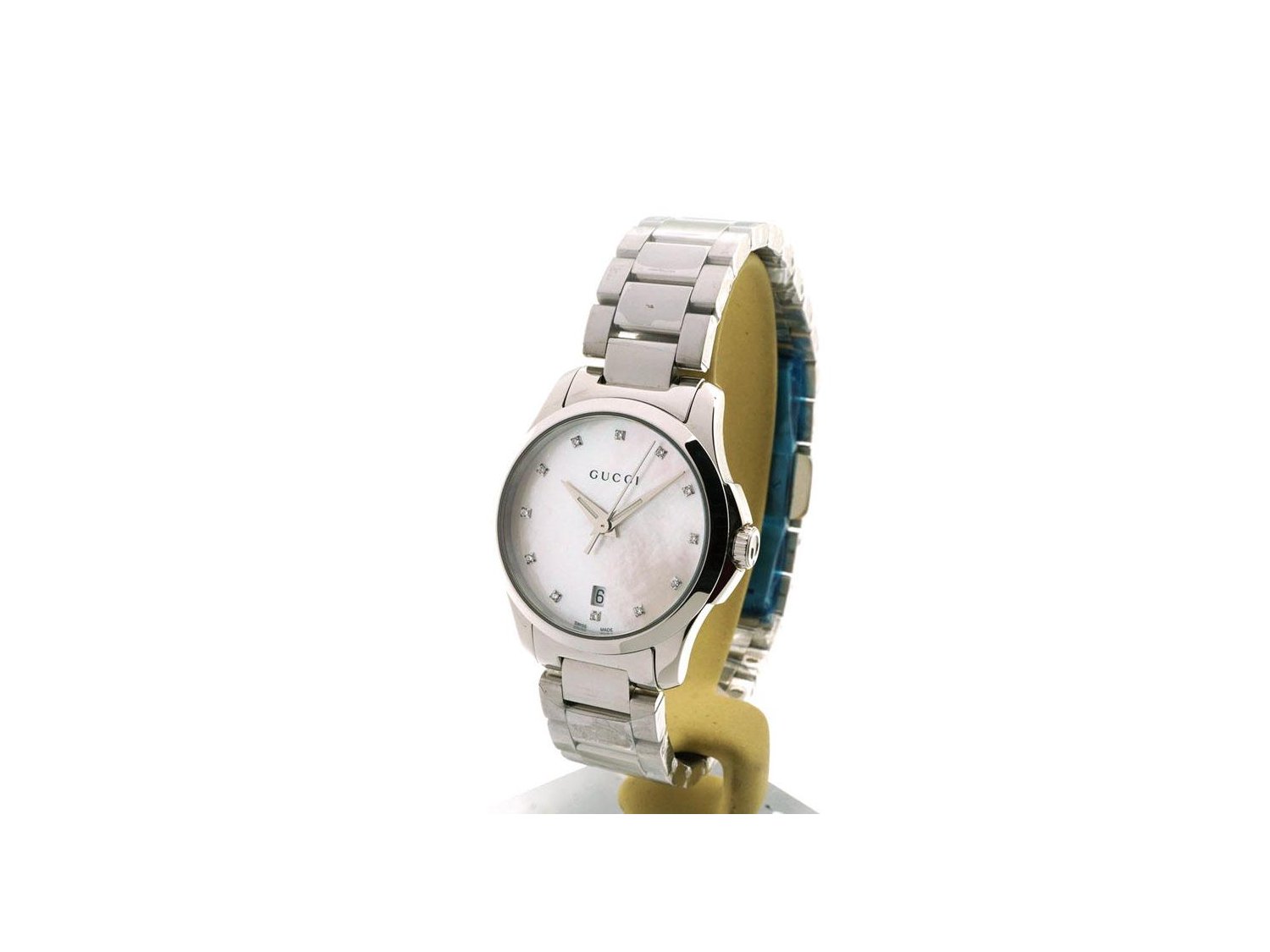 GUCCI G Timeless Lady en acier Nacre avec diamants Ref. YA126542. NEUF Lister Agent