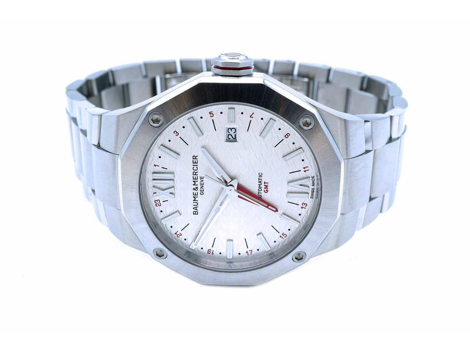 BAUME Mercier orologio Riviera 10658 GMT 24H automatico in acciaio Argente AUT Ref. 10658. NUOVO
