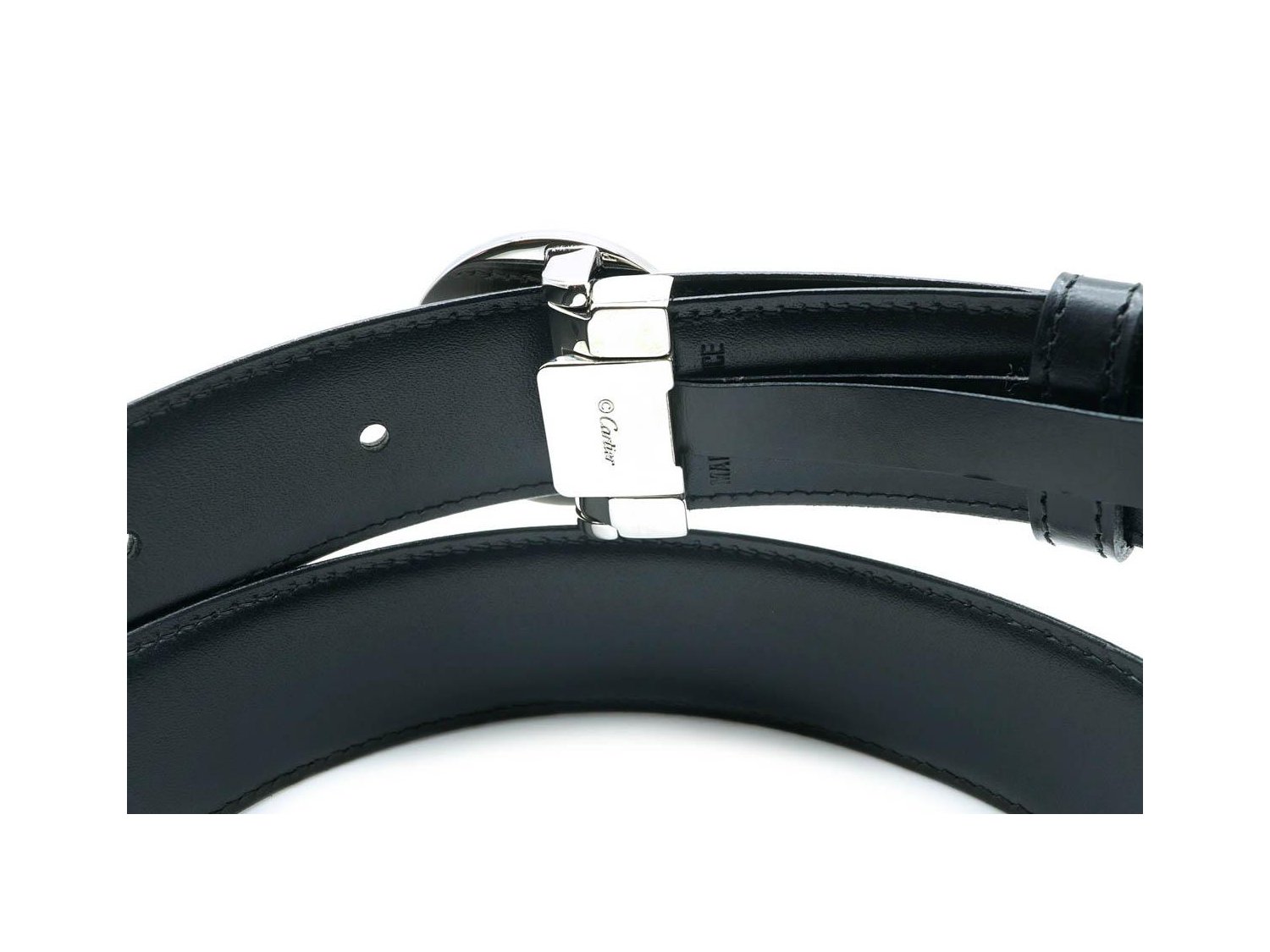 CARTIER ceinture panth re en cuir noir avec boucle en acier et mail noir Ref. L5000112. NEUF
