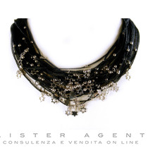 PIETRO BALESTRA Collier Multifilo in 925 Silber, schwarz. NEU!