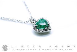 VALENTINA CALLEGHER Herzkette aus 18 Karat Weißgold mit Diamanten ct 0,09 und Smaragd ct 0,40 Ref. 9847/2SSM 65153575. NEU!