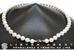 BLUE LAGOON by MIKIMOTO Halskette aus japanischen Perlen 7,5/7,9 mm mit Verschluss aus 18Kt Rotgold und Diamant ct 0,05. NEU!