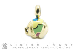 GIOIELMODA by Pasquale Bruni ciondolo Elefante in oro giallo 18Kt con diamante e smalto. USATO!