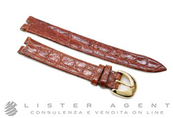 BULOVA cinturino originale in coccodrillo marrone MM 14.00 con fibbia in acciaio placcata oro giallo pesonalizzata. NUOVO!