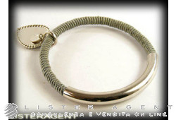 ANNA & ALEX Armband in 925 Silber und Stoff Grau mit Anhänger Hearth. NEU!