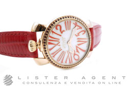 GAGA Milano orologio Lady in acciaio placcato oro e rubini Bianco Ref. 6026. NUOVO!