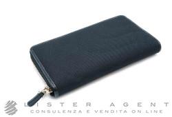 MONTBLANC portafogli Starisma Pamina in tessuto a navetta nero, vitello nero con zip placcata oro giallo Ref. 106081. NUOVO!