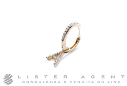 ORECCHINO singolo Cerchio con Lettera A in oro rosa 18Kt e diamanti ct 0.12 Ref. ORER12024BWXX. NUOVI!