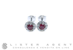 SONGA orecchini Cestino in oro bianco 18Kt con diamanti ct 0.39 G/H Si e rubini ct 0.52 Ref. 230335. NUOVI!