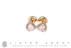 SALVINI orecchini Cuore in oro rosa 18Kt con diamanti ct 0.18 e quarzo rosa Ref. 20073584. NUOVI!