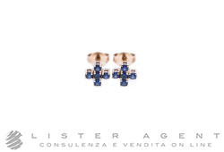 ORECCHINI Croce in oro rosa 18Kt e zaffiri blu ct 0.22 Ref. ZAFF1. NUOVI!