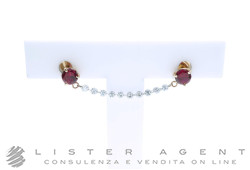 ORECCHINO singolo Solitario per due buchi in oro rosa 18Kt con diamanti ct 0.30 e rubini ct 0.68 Ref. 027311/8. NUOVI!