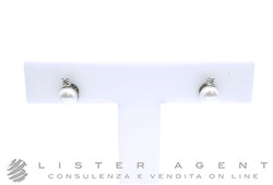 NAMURI orecchini in oro bianco 18Kt con perla mm 4.10 e diamanti ct 0.02 Ref. ONPBTAK-4. NUOVI!