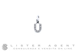 CIONDOLO Lettera U in oro bianco 18Kt e diamanti ct 0.18. NUOVO!