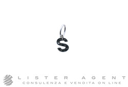 NITE ciondolo Lettera S in oro bianco e brunito 18Kt con diamanti neri ct 0.18. NUOVO!