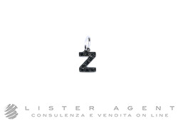 NITE ciondolo Lettera Z in oro bianco e brunito 18Kt con diamanti neri ct 0.18. NUOVO!