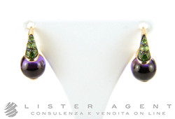 POMELLATO Ohrringe M'ama non m'ama in 18 Karat Roségold mit Amethyst und Tsavorit Ref. OB502TO7TZOI. NEU!