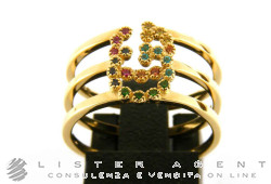 GUCCI Ring Running G in 18 Karat Gelbgold mit farbigen Steinen Größe 15 Ref. YBC481653002015. NEU!