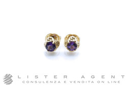 GUCCI orecchini Interlocking G MM 6.5 in oro giallo 18Kt con ametiste Ref. YBD66242700300U. NUOVI!