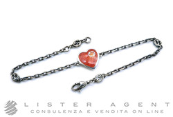 GUCCI bracciale Heart  GG in argento 925 con smalto rosso Ref. YBA645546001018. NUOVO!