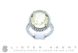 ANELLO in oro bianco 18Kt con diamanti ct 0.42 H Vs e quarzo lemon ct 7.11 Misura 15 . NUOVO!