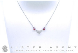 COLLANA Cuori in oro bianco 18Kt con diamanti ct 0.26 e rubini ct 0.74 Ref. C086/1-SO. NUOVO!