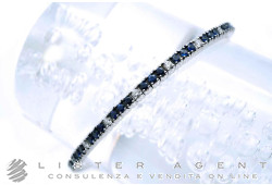 JARRETIERE bracciale elastico Tennis in oro bianco 18Kt con diamanti ct 0.50 e zaffiri blu ct 2.26 Ref. BRF-3ZF/W. NUOVO!