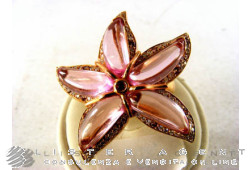 RING in 18 Karat Roségold mit Diamanten ct 0,07 und Rose Tormalines ct 13,60 Größe 14. NEU!