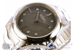 EBEL Wave in Stahl Grau mit Diamanten Ref. 1216307. NEU!