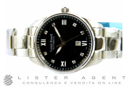 LOUIS ERARD Nur Zeit Lady Automatik aus Stahl Schwarz mit Diamanten Ref. 20100AA12M. NEU!