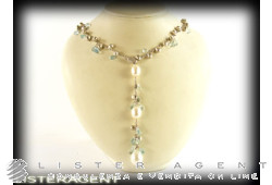 MARCO BICEGO Halskette Acapulco aus 18Kt Weißgold mit Diamanten, Aquamarin und Perlen Ref. CB703-B-MIX13. NEU!