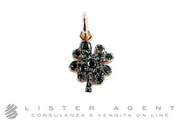 DODO by Pomellato Anhänger Kleeblatt aus 9Kt Rotgold mit schwarzen Diamanten ct 0.16 Ref. DMQDP/9/BB. NEU!