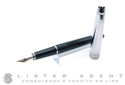 MONTBLANC penna stilografica Meisterstuck Solitaire in acciaio e resina nera Ref. 23344. NUOVA!