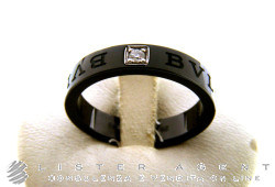 BULGARI Ring Bulgari-Bulgari in schwarzer Keramik mit Diamant Größe 20 Artikel-Nr. AN856655. NEU!