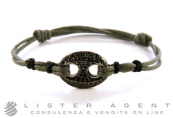 ARMBAND in Stoff und Silber 925 mit Steinen nere Ref. UBR16B. NEU!